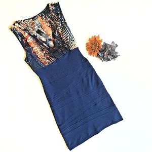 NWT Bisou Bisou Floral and Navy Dress